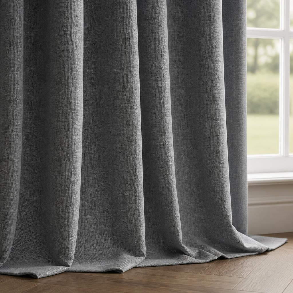 Rideau 100% Occultant Gris Clair - Grande Largeur et Hauteur - closeup