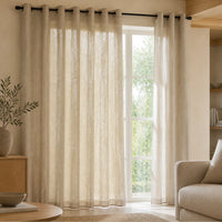 Rideau Voilage - Semi-Transparent Beige - voilage installé dans un intérieur lumineux