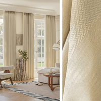 Rideau Semi Occultant - Beige à motifs