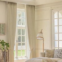 Rideau Semi Occultant - Beige à motifs
