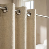Rideau Semi Occultant - Beige à motifs - oeillets