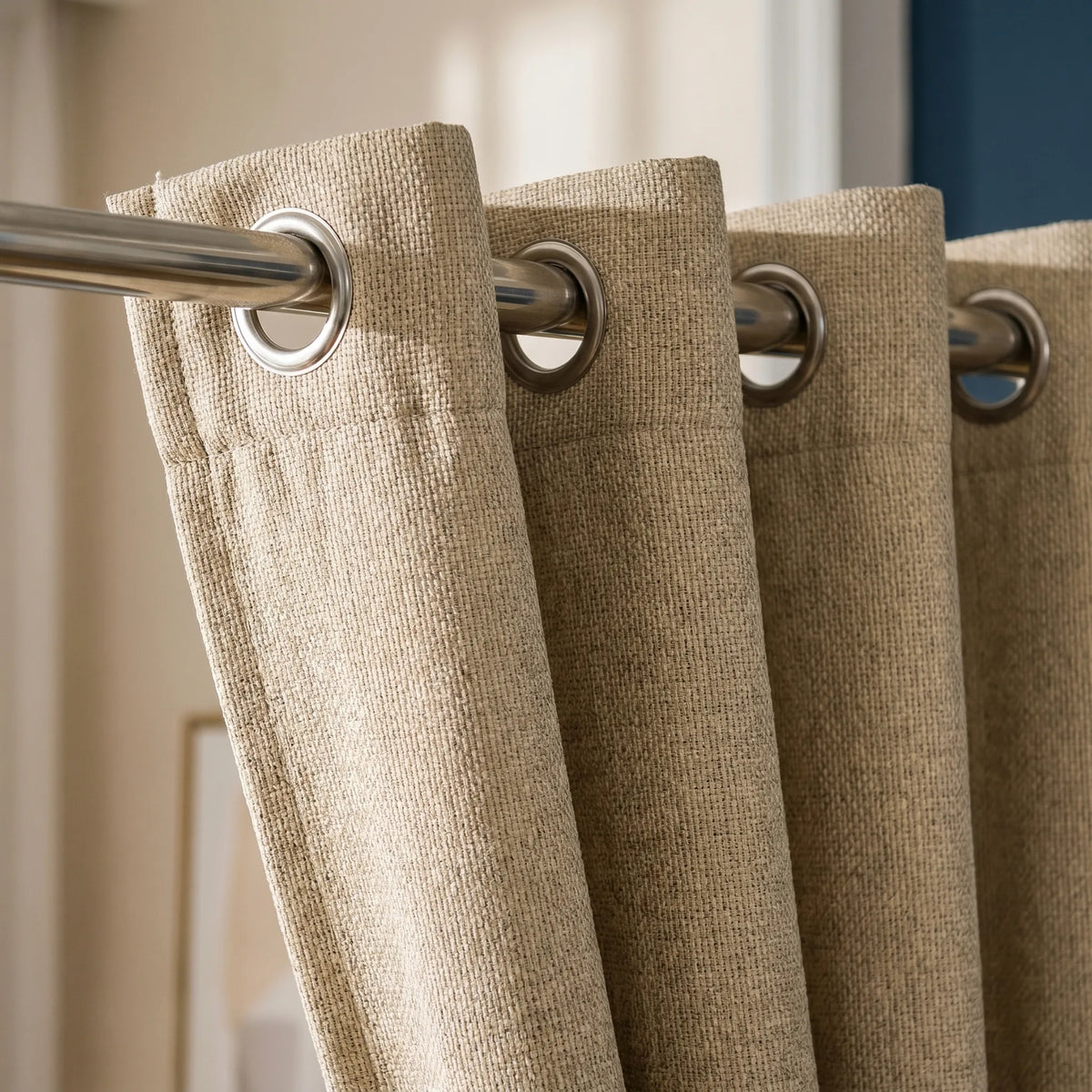 Rideau Semi Occultant - Beige Texturé - oeillets