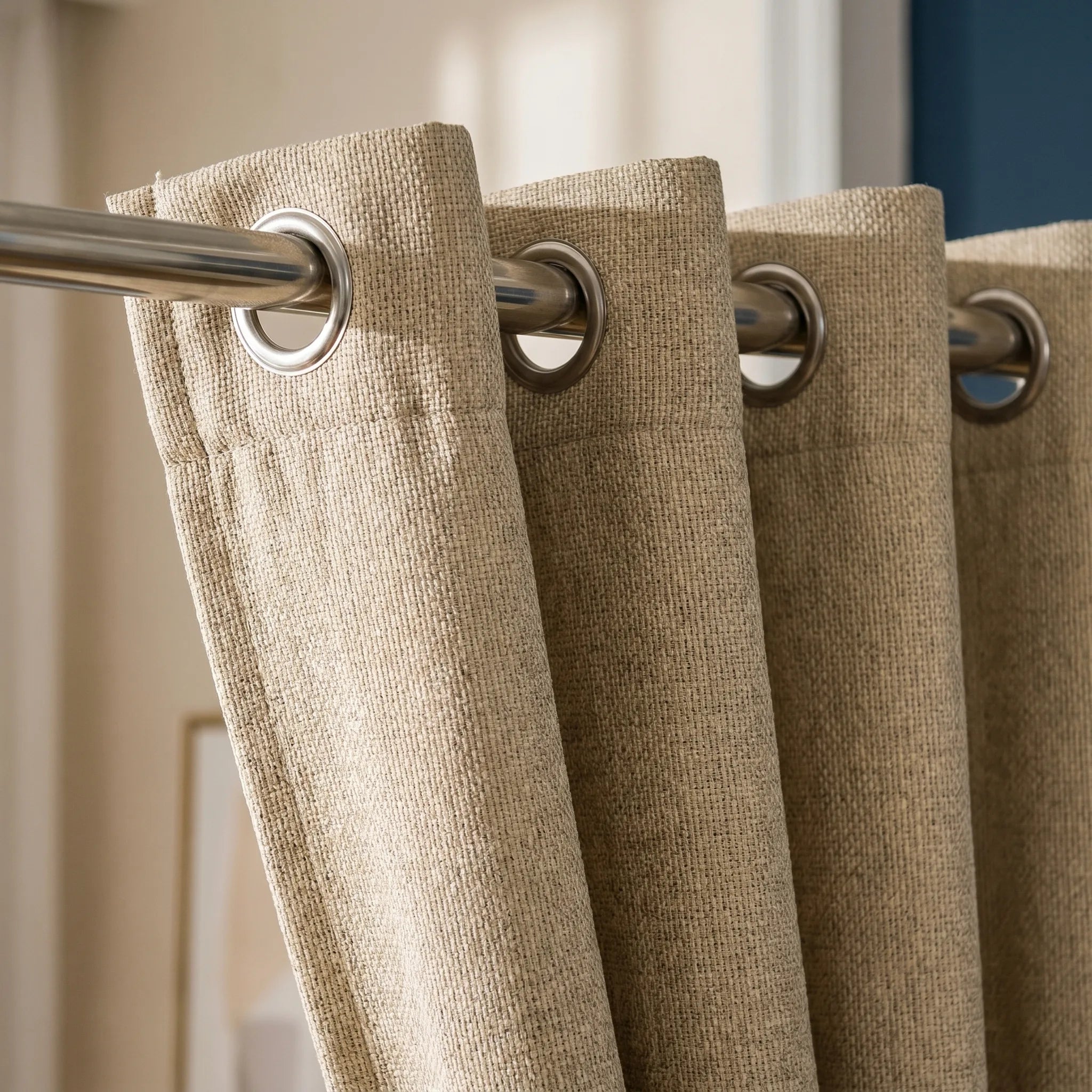 Rideau Semi Occultant - Beige Texturé - oeillets