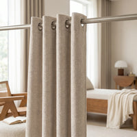 Rideau Semi Occultant - Beige Tressé - oeillets