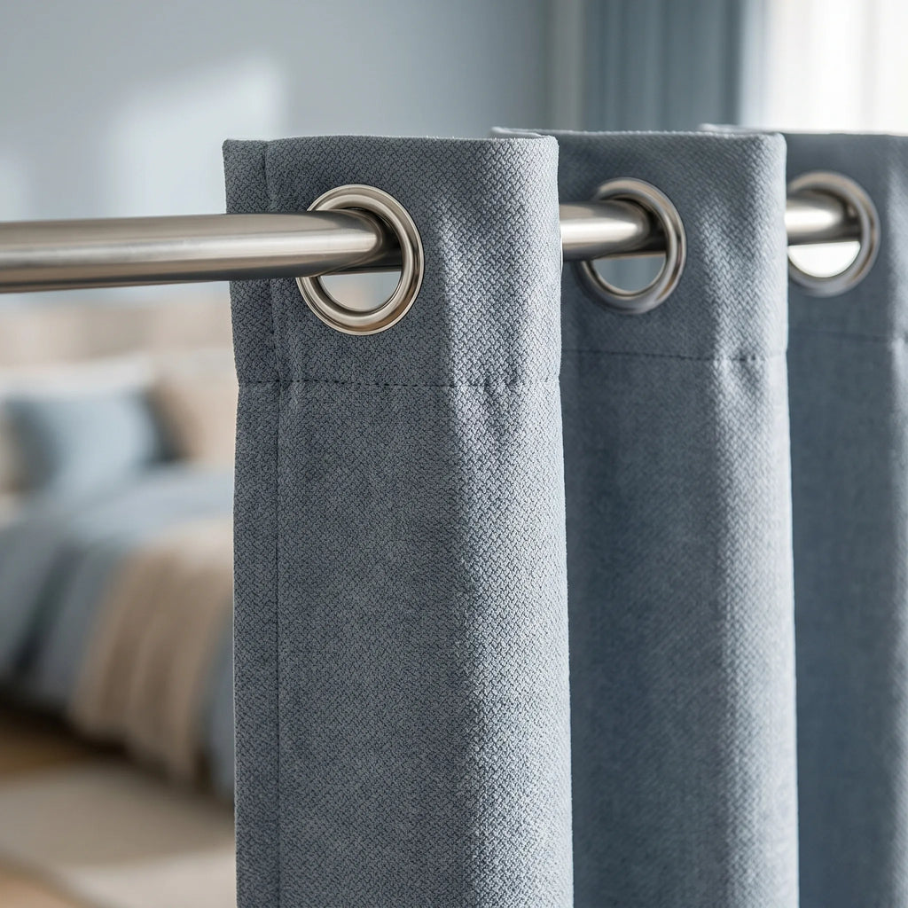 Rideau Semi Occultant - Bleu Gris - oeillets