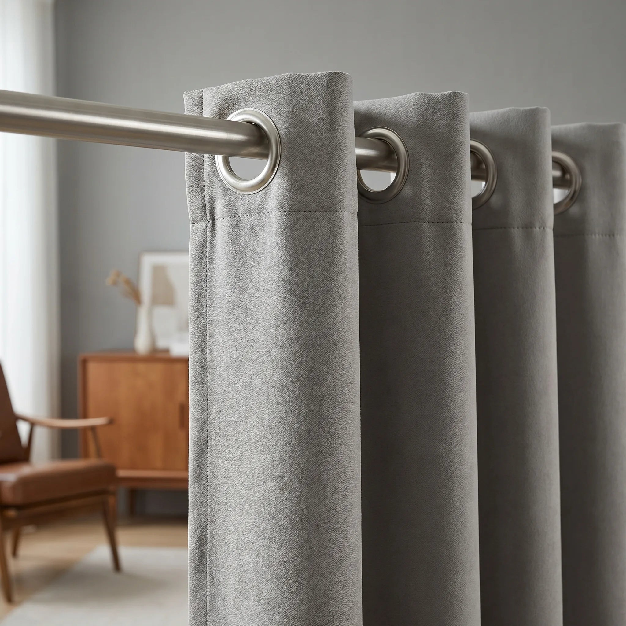 Rideau Semi Occultant - Gris - oeillets