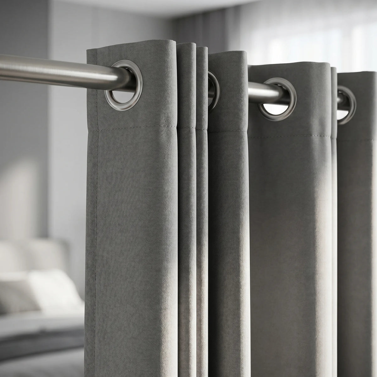 Rideau Semi Occultant - Gris - oeillets