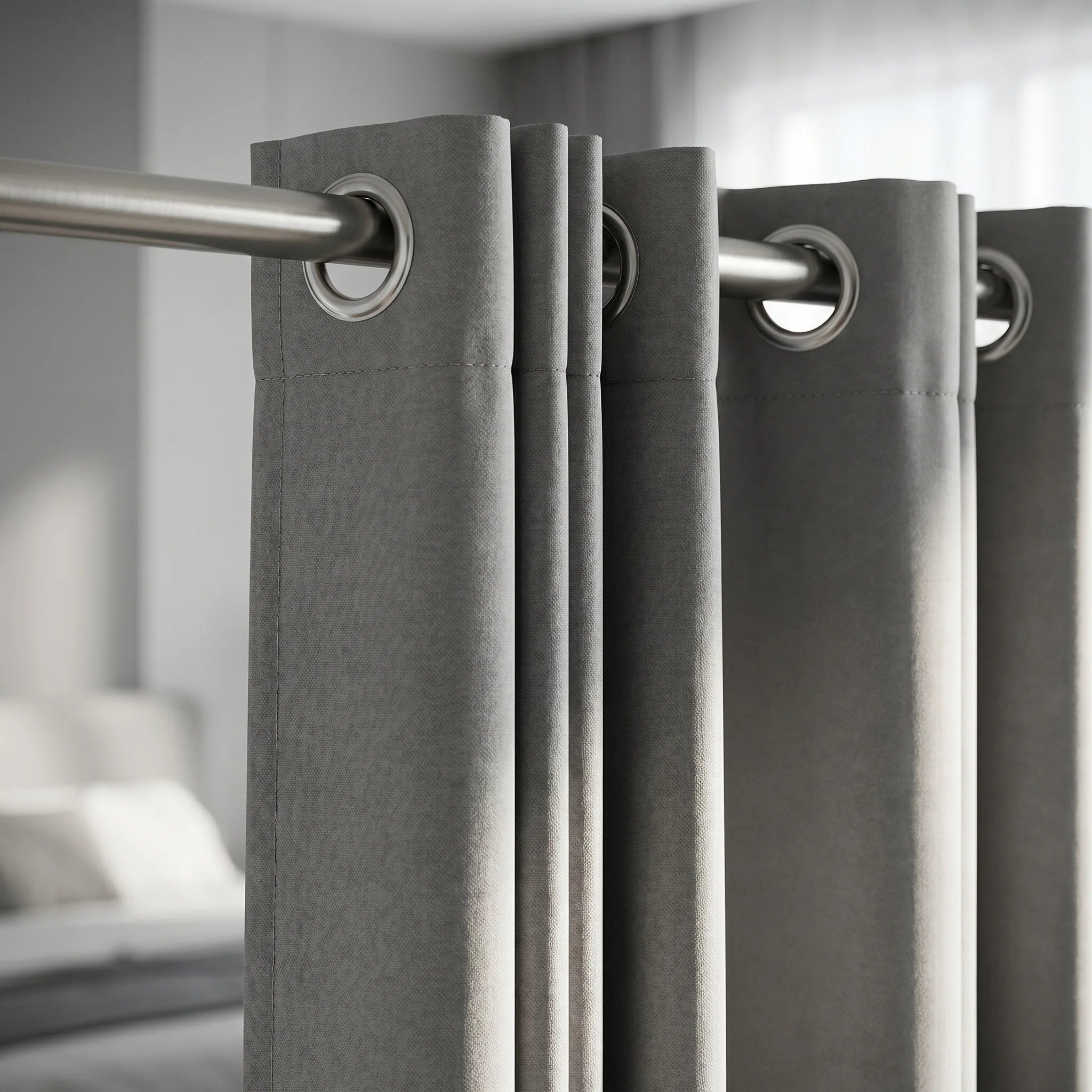 Rideau Semi Occultant - Gris - oeillets