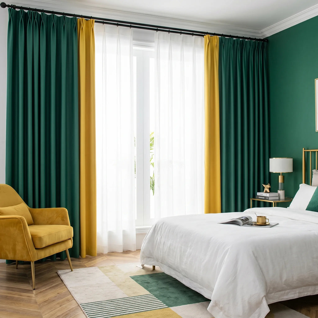 Rideau Semi Occultant - Jaune et Vert Sapin - situation