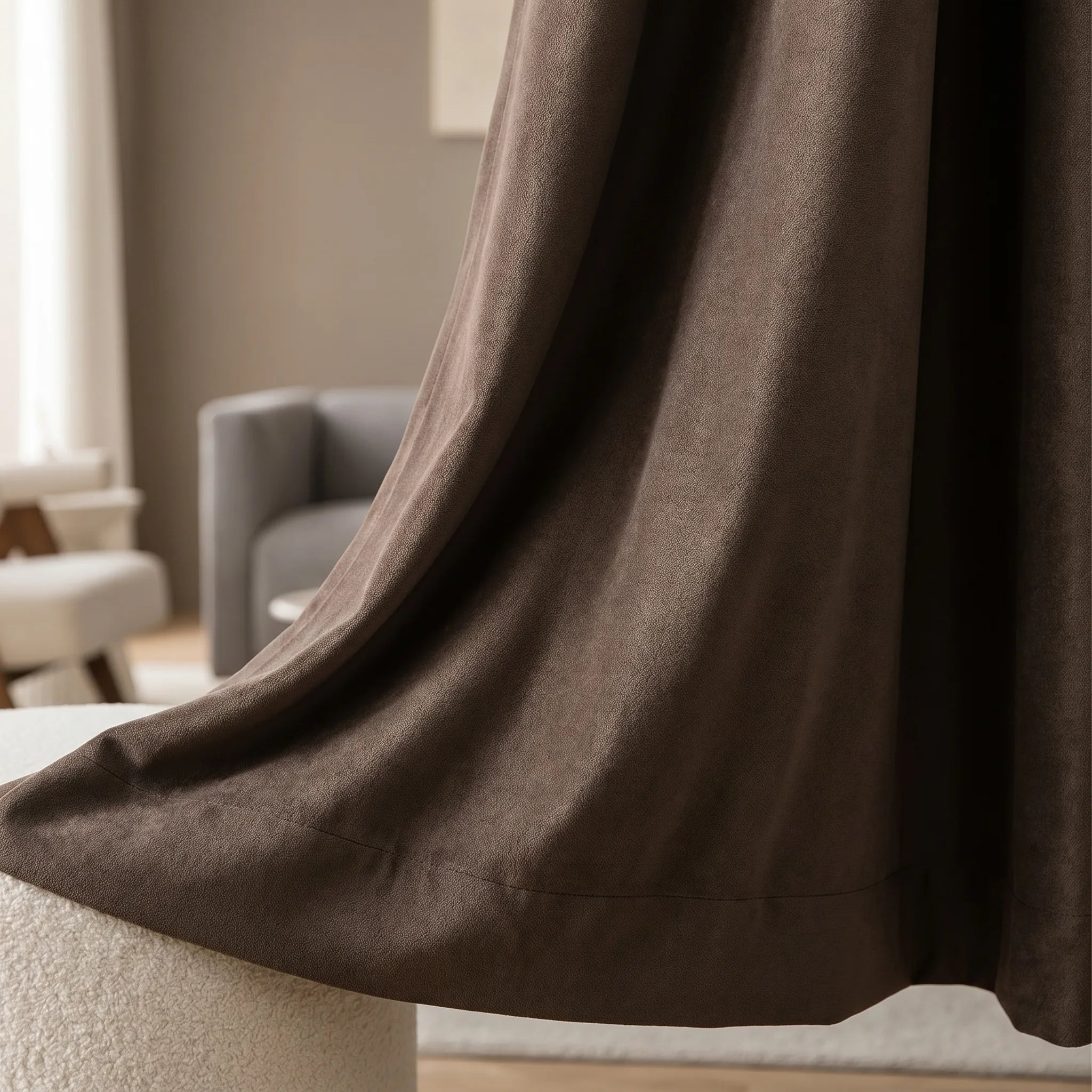 Rideau Semi Occultant - Marron Chocolat - closeup