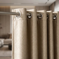 Rideau Semi Occultant Motif Géométrique - Beige - oeillets
