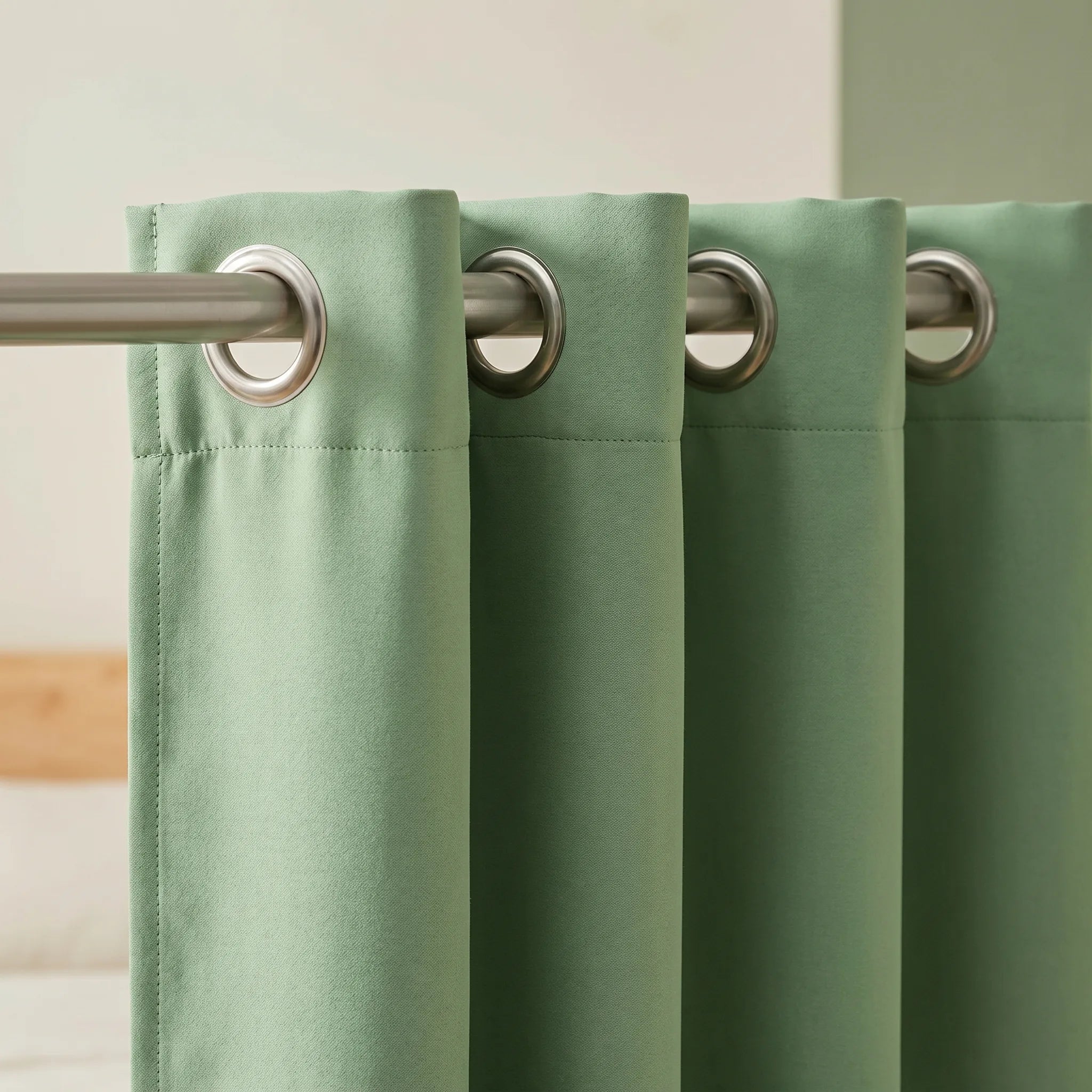 Rideau Semi Occultant - Vert Amande - oeillets