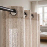 Rideau Voilage - Beige à Rayures - closeup