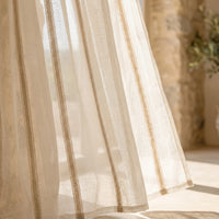 Rideau Voilage - Beige à Rayures - closeup