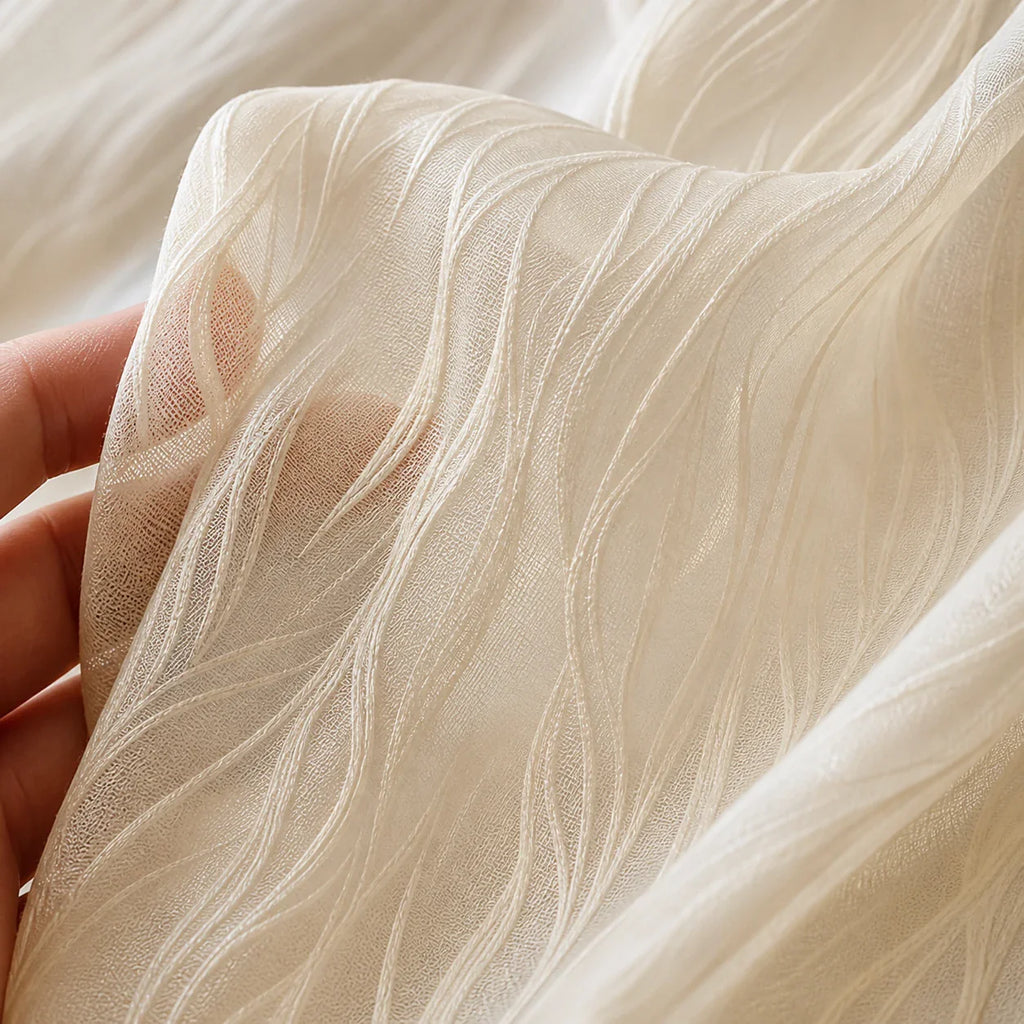 Rideau Voilage - Beige clair - détail de texture du tissu voilage