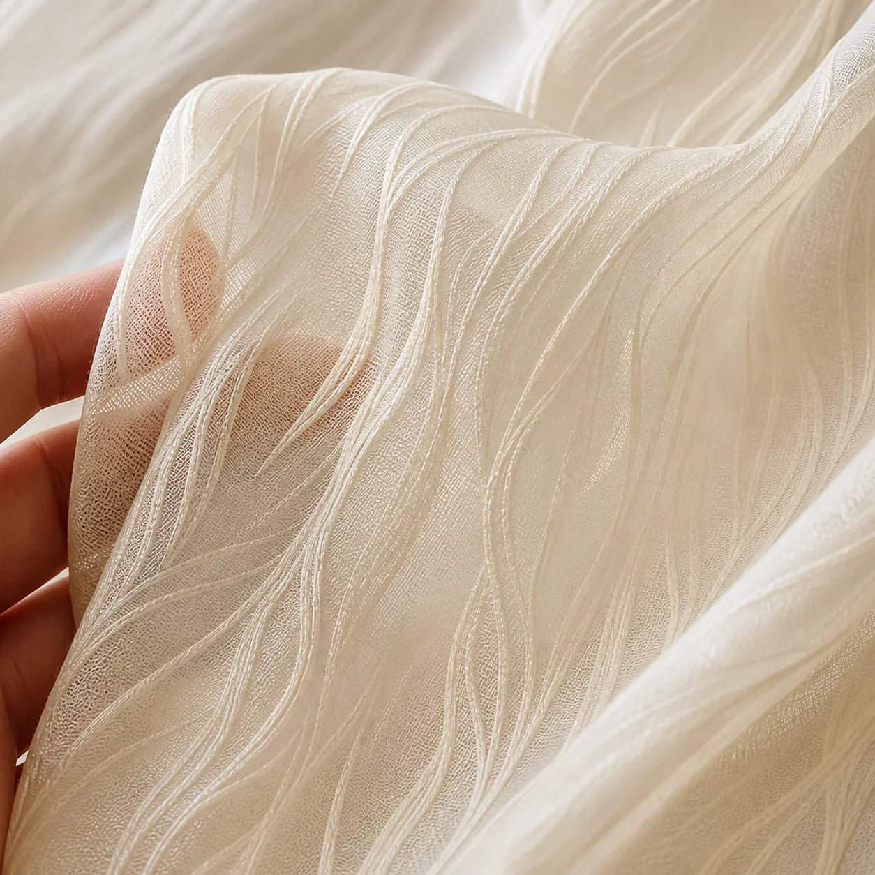 Rideau Voilage - Beige clair - détail de texture du tissu voilage