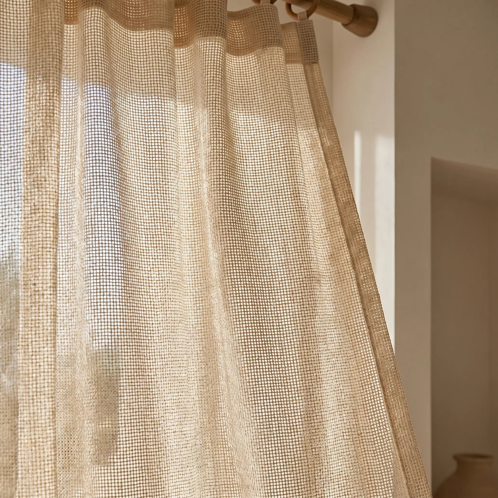 Rideau Voilage - Beige Tressé - closeup