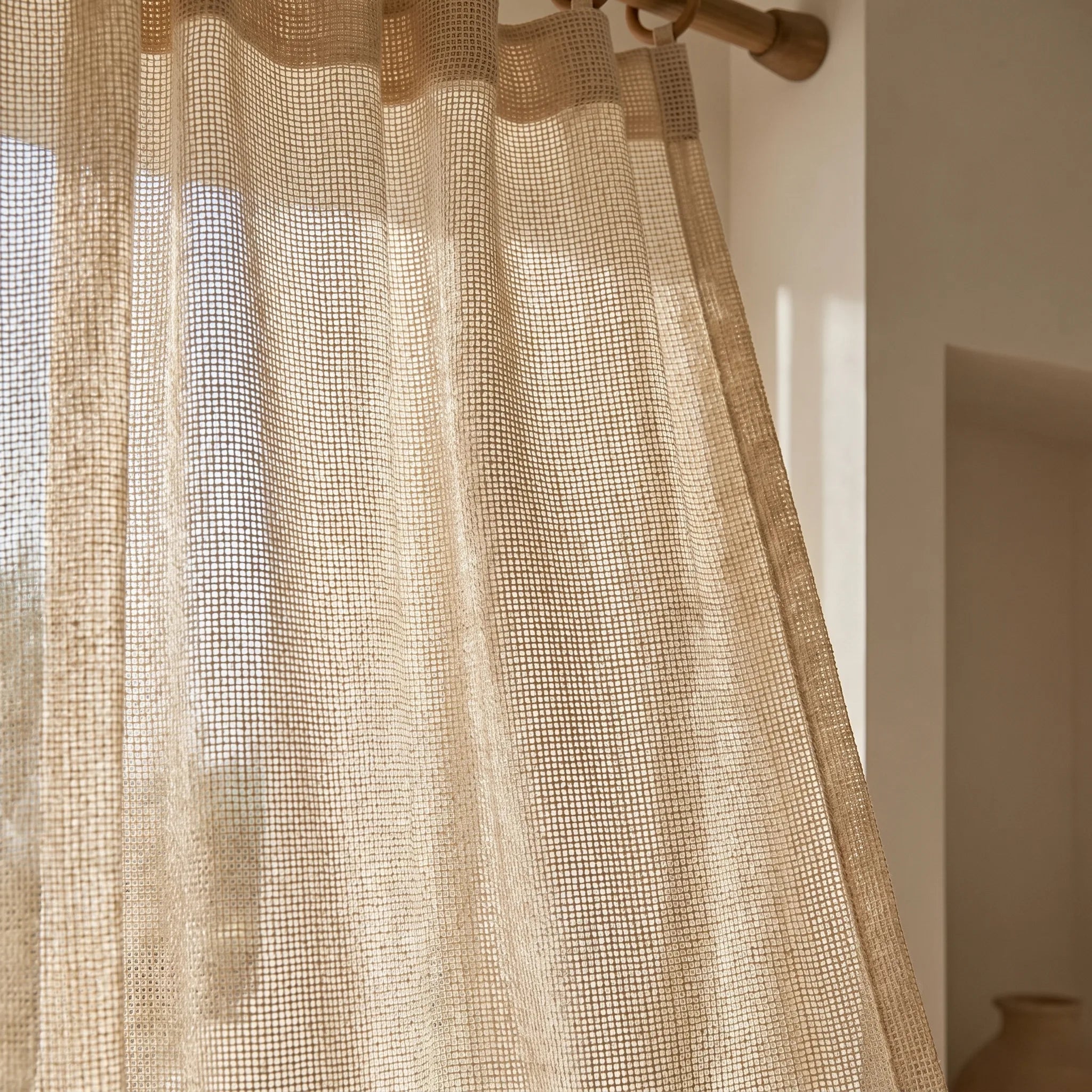 Rideau Voilage - Beige Tressé - closeup