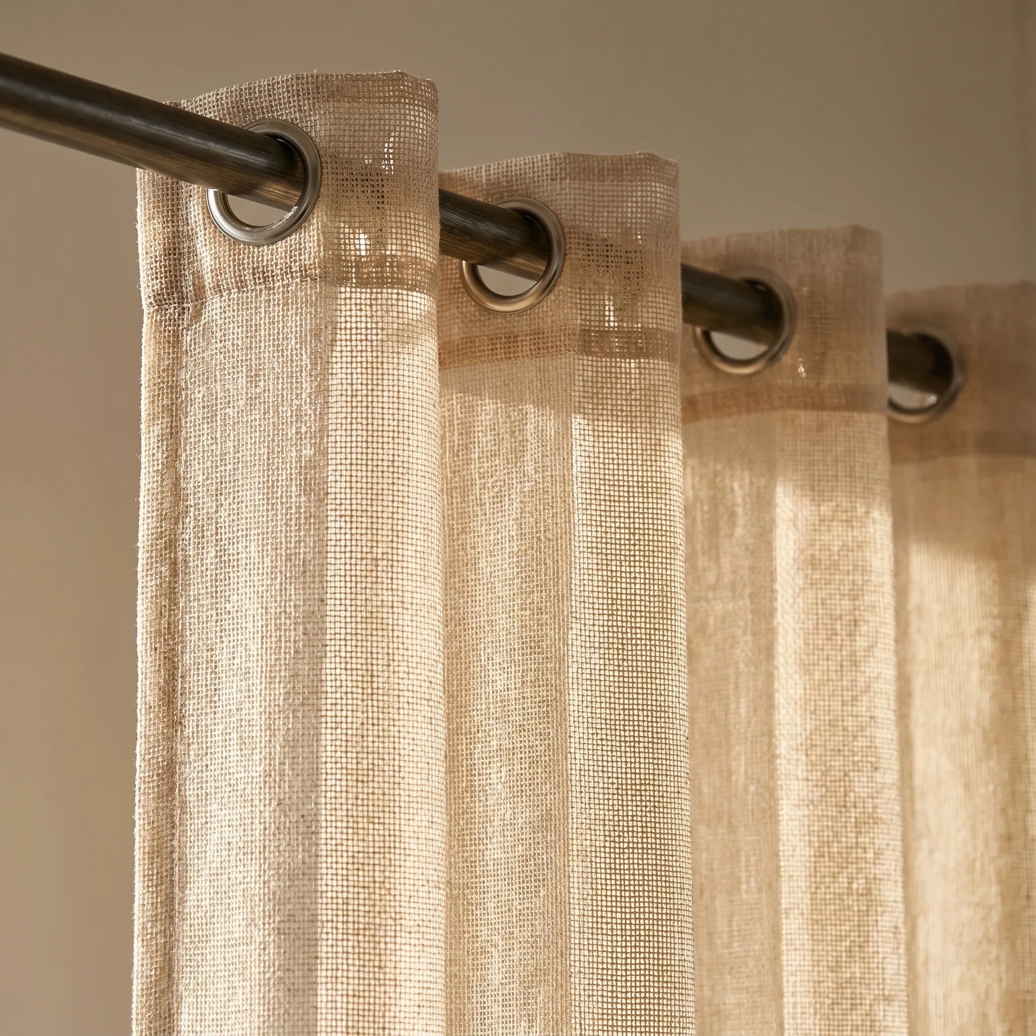 Rideau Voilage - Beige Tressé - oeillets