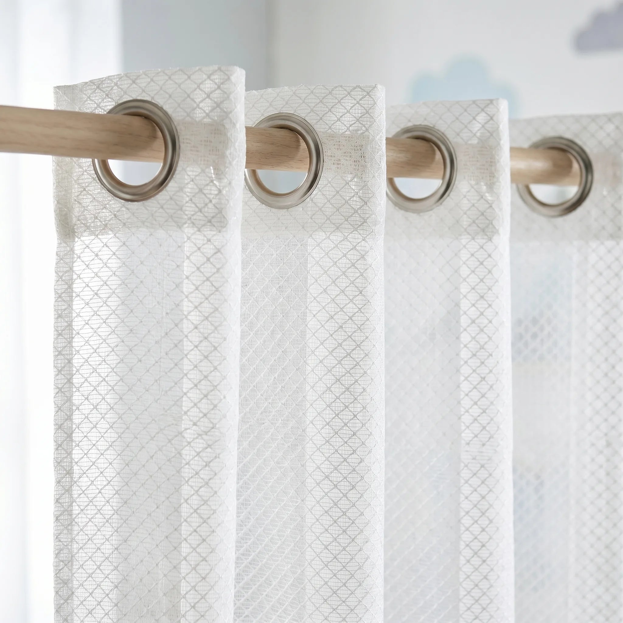 Rideau Voilage - Blanc à Motif - oeillets