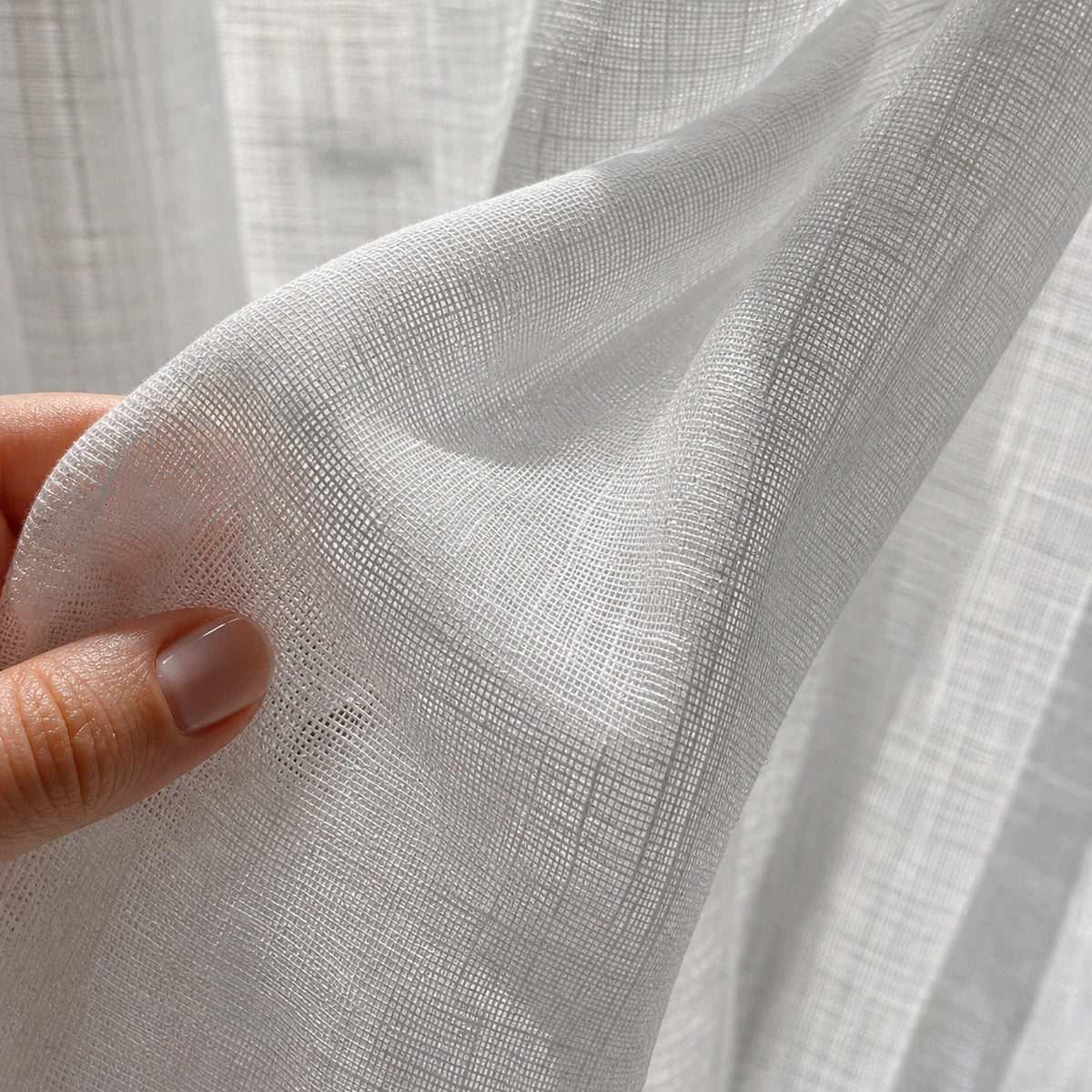 Rideau Voilage - Semi-Transparent Blanc - détail de texture du tissu voilage