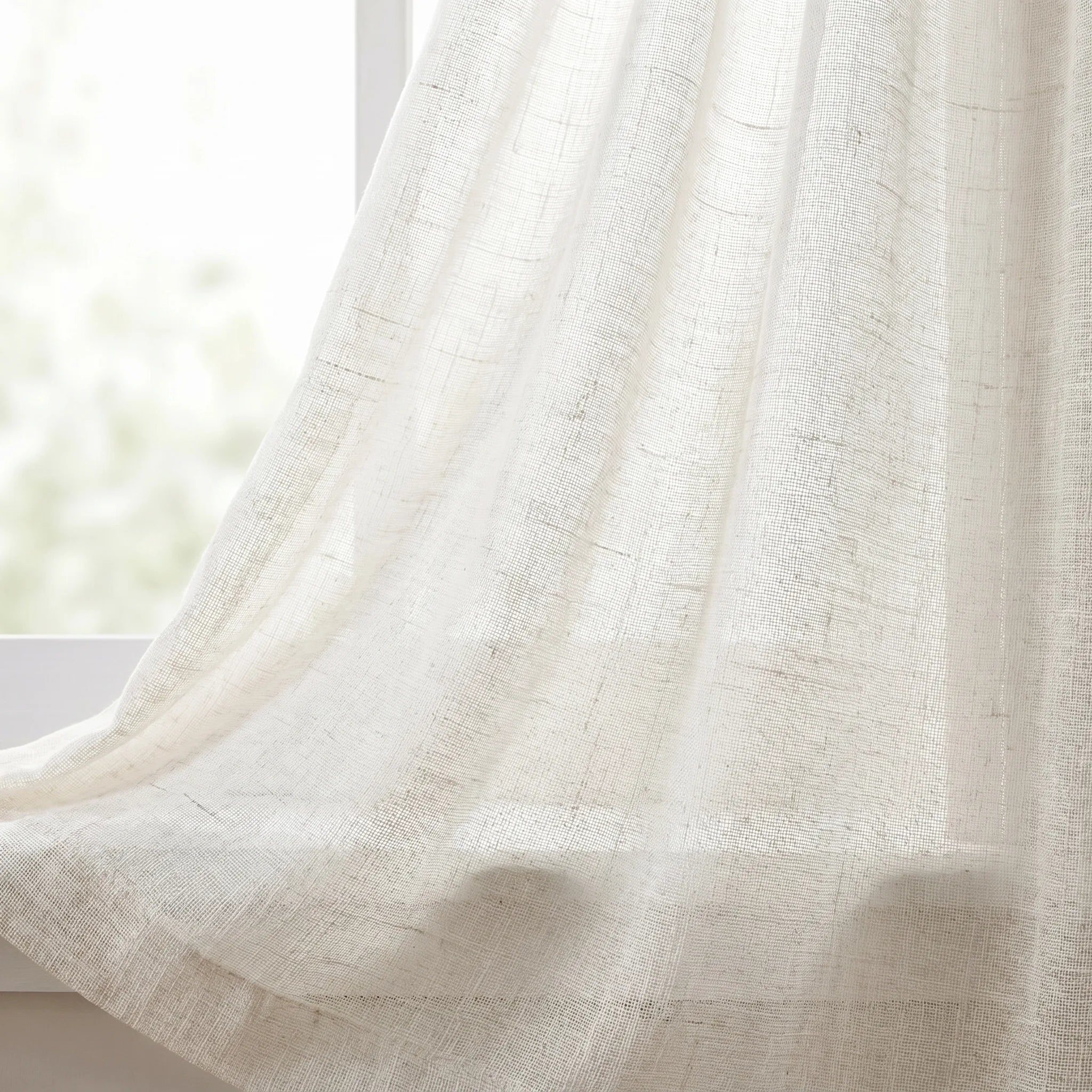 Rideau Voilage - Blanc Et Beige - closeup Image