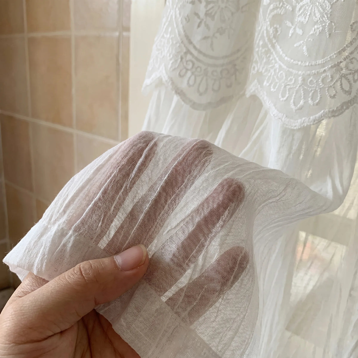 Rideau Voilage Double - Blanc - texture