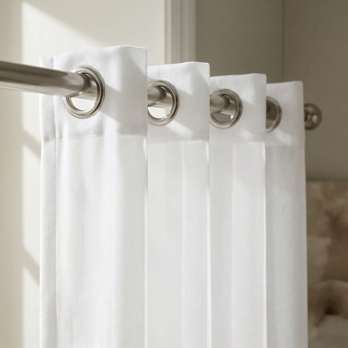 Rideau Voilage - Effet Velours Blanc - oeillets