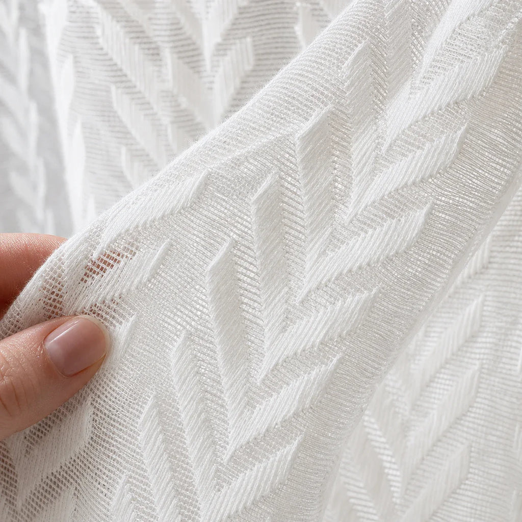 Rideau Voilage - Sylvaire Blanc - détail de texture du tissu voilage