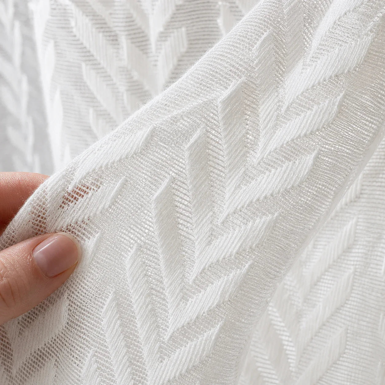 Rideau Voilage - Sylvaire Blanc - détail de texture du tissu voilage