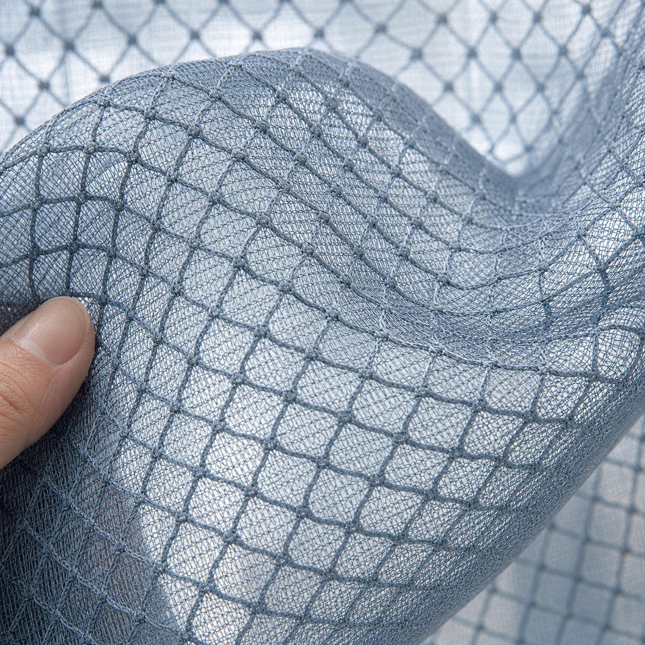 Rideau Voilage - Gris à Motif - détail de texture du tissu voilage