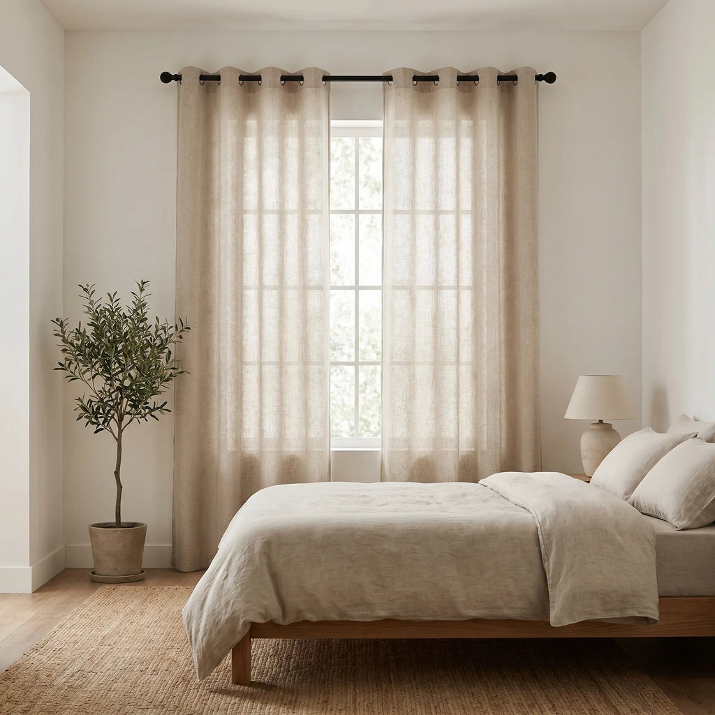 Rideau Voilage - Semi-Transparent Beige - situation