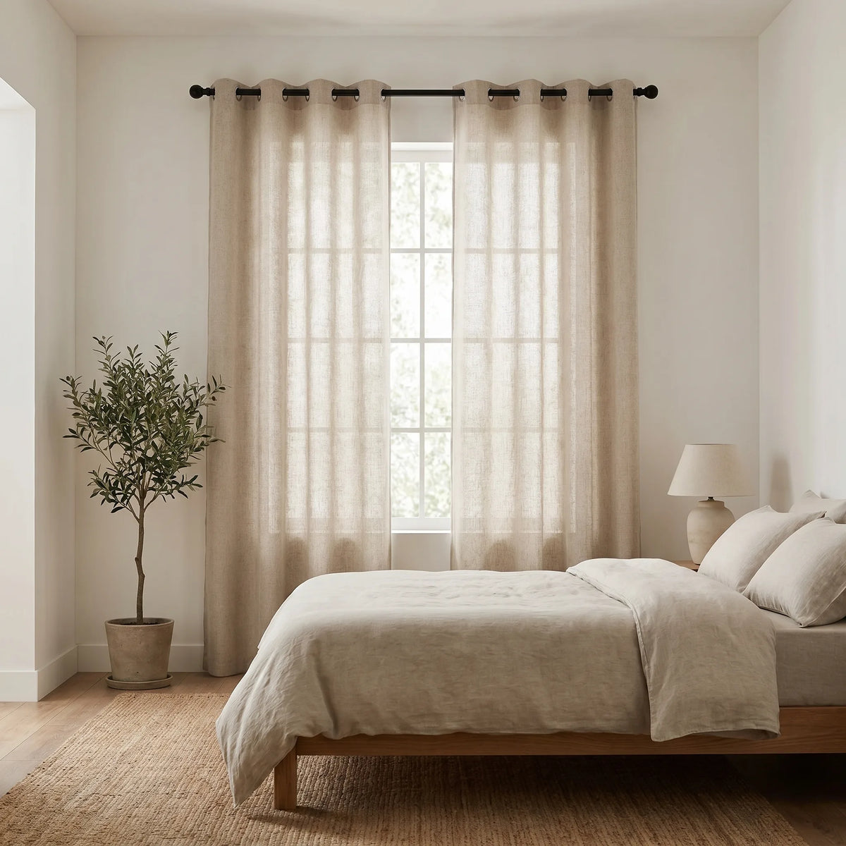 Rideau Voilage - Semi-Transparent Beige - situation