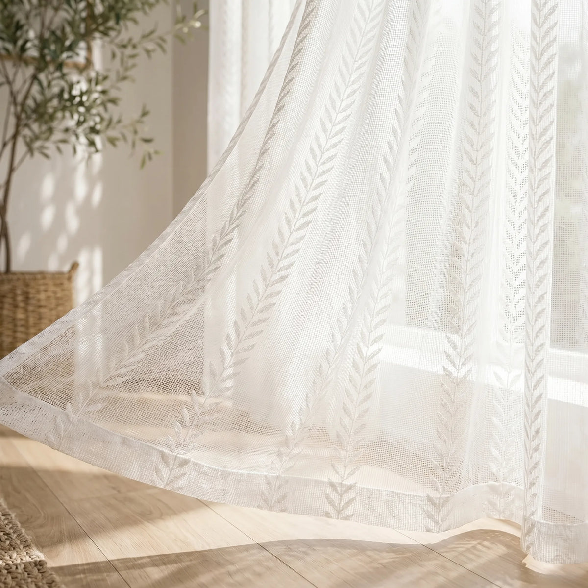 Rideau Voilage - Sylvaire Blanc - closeup