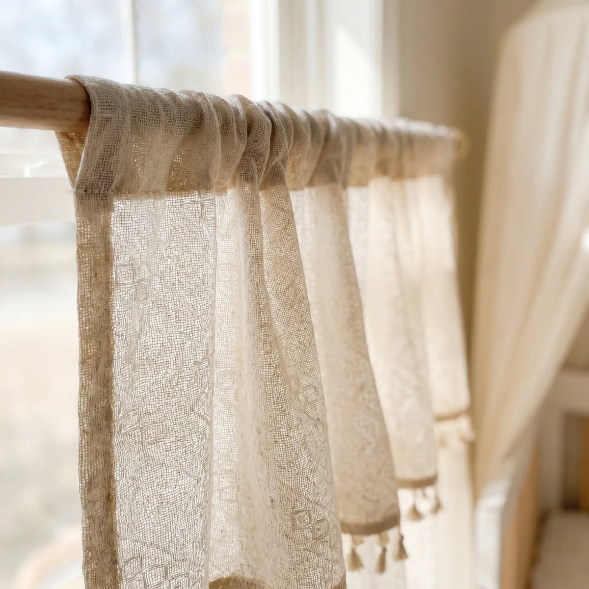 Rideaux Lin - Voilage Brise Bise Beige - passe-tringle