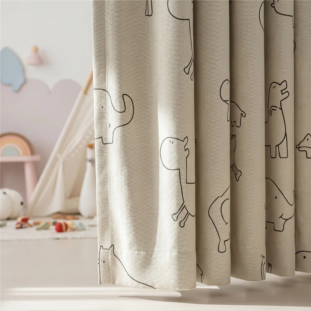 Rideaux Occultant Motif Animaux - closeup
