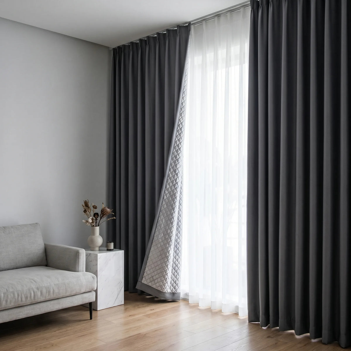 Rideaux Phonique Thermique Occultant Gris Anthracite - situation