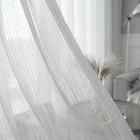 Rideaux Rayures Horizontales Blanc et Transparente AURÉïS - closeup