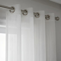 Rideaux Rayures Horizontales Blanc et Transparente AURÉïS - oeillets