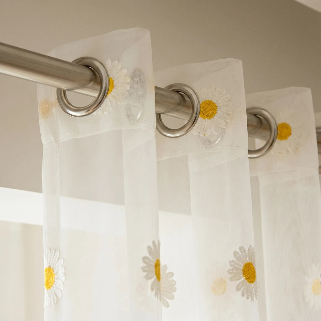 Rideaux Voilage Motif Marguerites - oeillets