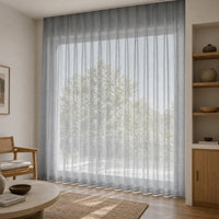 Rideau Lin - Voilage Gris Argenté - voilage installé dans un intérieur lumineux
